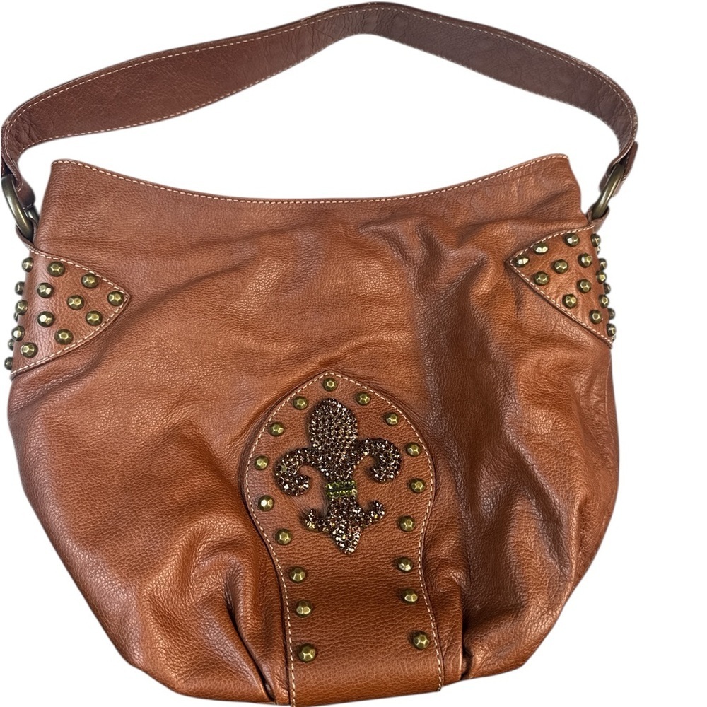 Bridget Shuster Vintage Cognac Leather Hobo Shoulder Bag